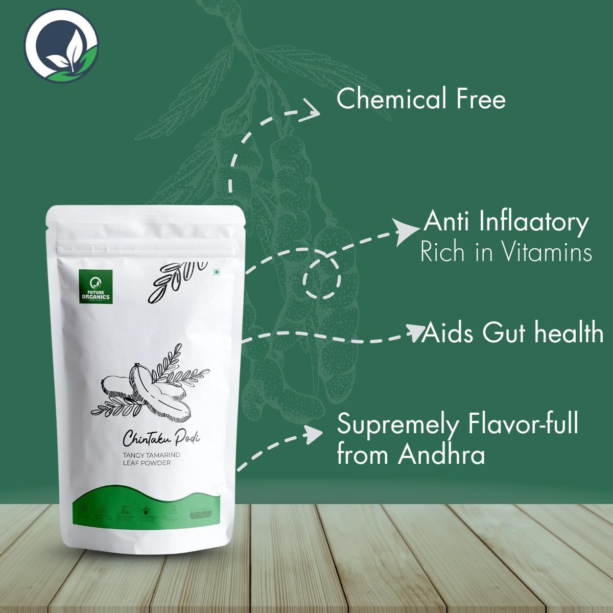 Future Organics Chintaku Podi -100 gm | Tangy Tamarind Leaf Powder